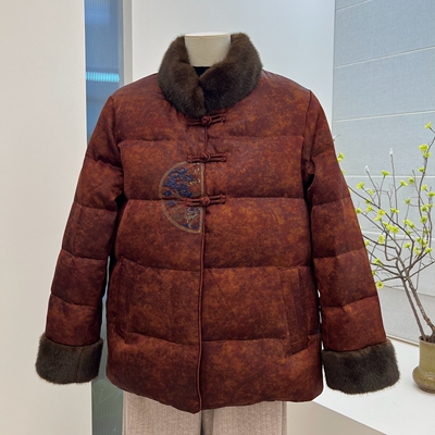 冬季中老年奶奶装90绒羽绒服外套