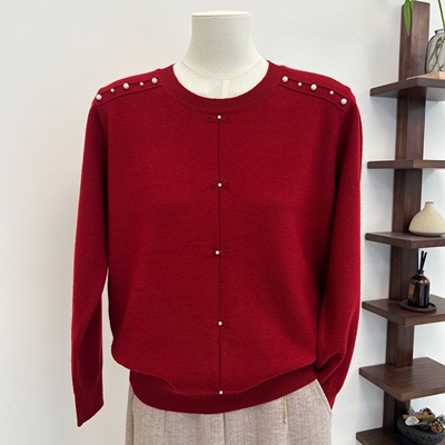 秋冬纯色针织衫妈妈装保暖毛衣