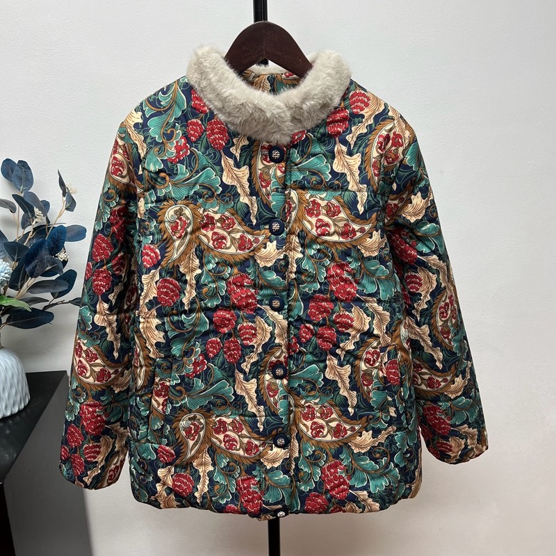 冬季妈妈装加厚花色大棉袄外套