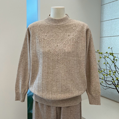 秋冬半高领中老年妈妈装毛衣