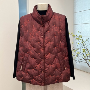 秋冬90绒妈妈装羽绒服坎肩马夹中老年奶奶保暖抗寒宽松马甲上衣女