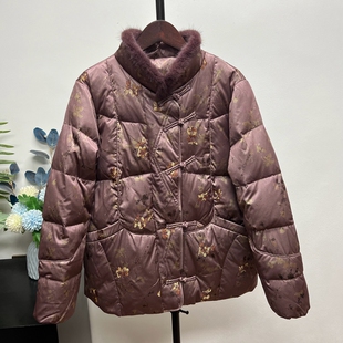 90白鸭绒冬季妈妈装羽绒服保暖加厚外套奶奶老太太宽松短款上衣女