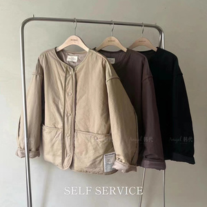现self service女2023韩国东大门代购秋冬款宽松圆领工装棉服外套