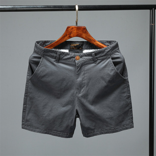休闲短裤男潮纯棉修身纯色三分四分裤夏季潮牌弹力3分4分裤超短裤
