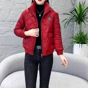 轻薄羽绒棉服外套女短款2024秋冬新款小个子时尚立领小款棉袄棉衣