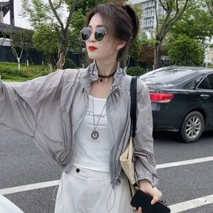 韩系时尚透气薄款防晒外套女夏季2026新款褶皱显瘦小个子长袖上衣