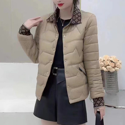时尚拼接棉服轻薄2023羽绒棉袄冬季韩版小个子时尚短款外套棉衣女