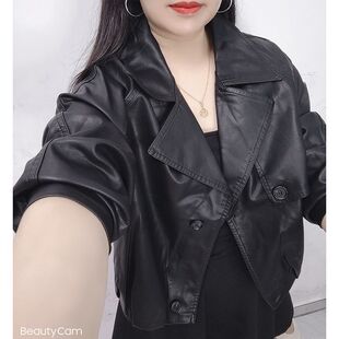 欧货西装领PU皮衣外套女2026春秋新款小个子洋气休闲宽松短款夹克