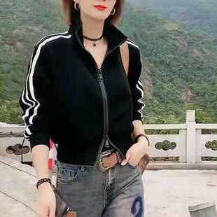 黑色时尚短外套女2024年春秋新款韩版休闲百搭棒球服显瘦夹克上衣