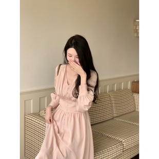 娇养Wcouture原创 浮光锦 女人味复古v领沙漏型收腰衬衫连衣长裙