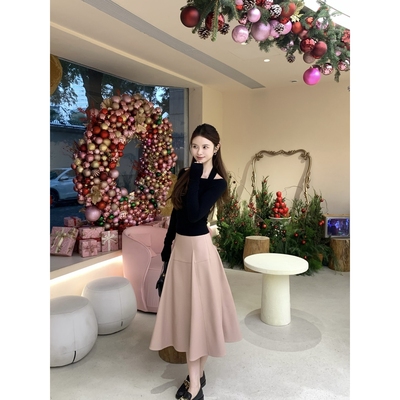 半岛铁盒Wcouture原创 皮质面料很特别 高腰收腰A型伞裙半身长裙