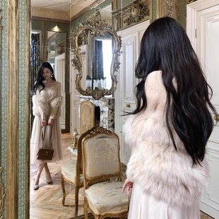 太妃糖Wcouture原创 定染车条狐狸毛 小高领显瘦马甲坎肩皮草