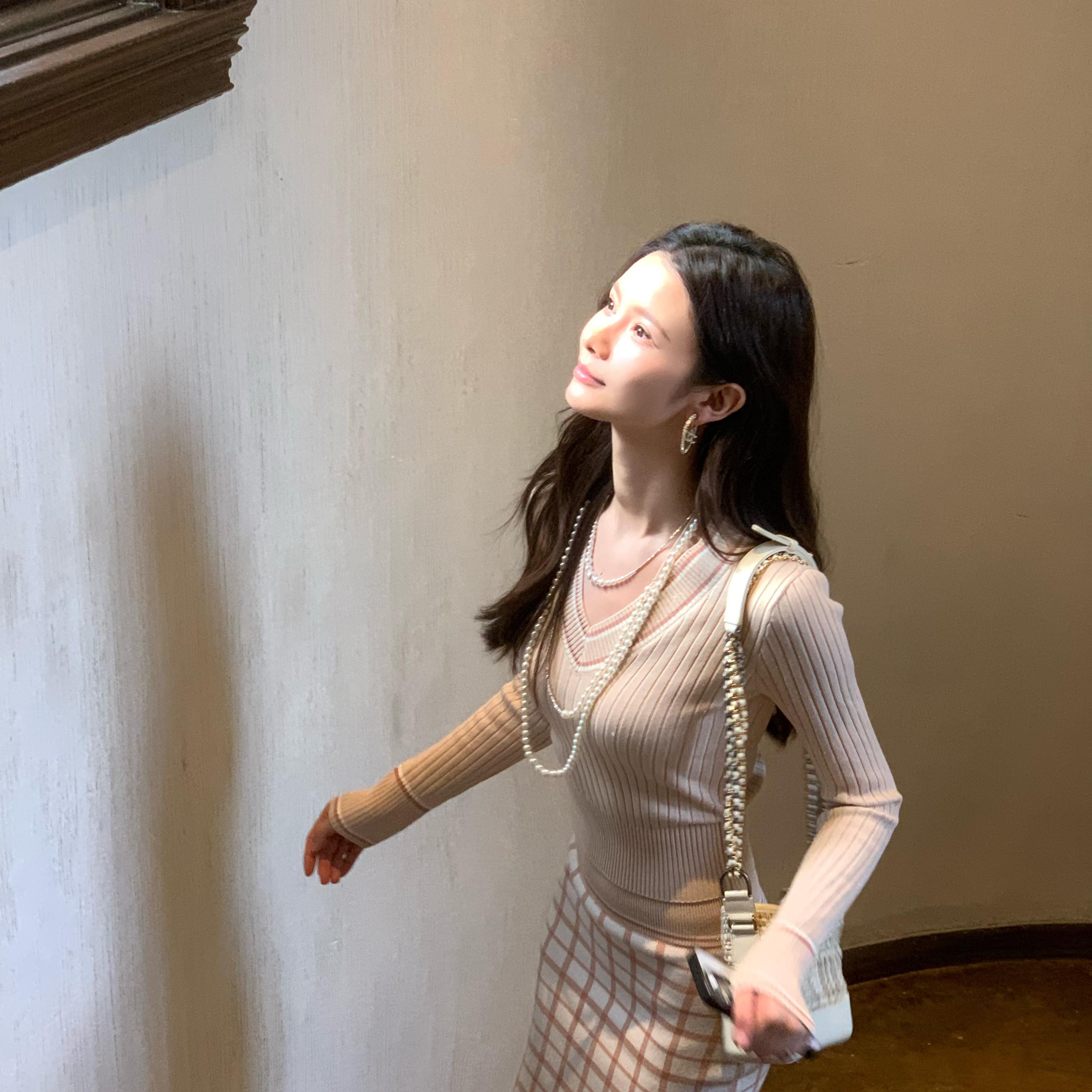 华夫饼Wcouture原创新品 小香风 学院风书卷气 修身亮片针织套装