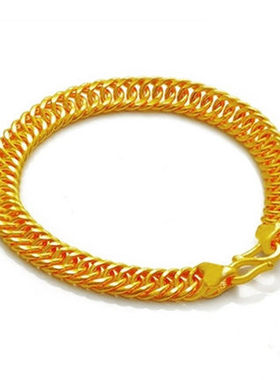 镀黄金男士手链马鞭999男款手串男士老板24K黄金手链越南沙金手链