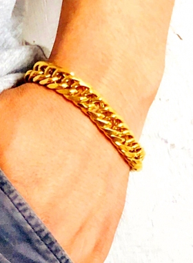 镀黄金男士手链马鞭999男款手串