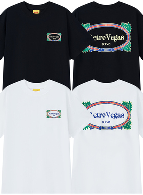 *RTVG* 2025SS夏季新款街头潮流1990复古花框休闲男女黑白短袖T恤