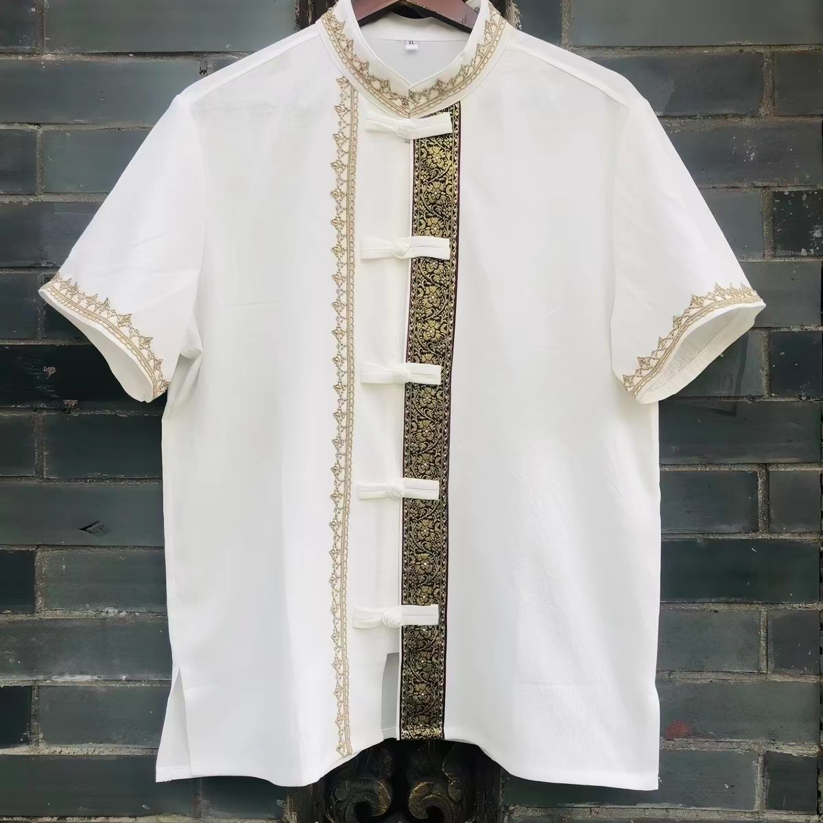 新款傣族服装男上衣短袖工作服传统西双版纳生活套装日常装表演服