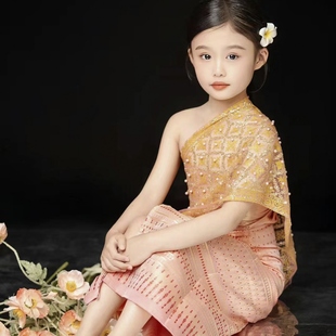 服装女童夏季新款女童傣族民族服装泰国公主裙子拍照款一片裙