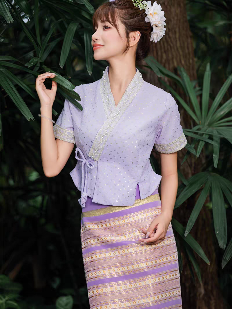 西双版纳傣族服装女上衣短袖云南传统民族风服饰小清新仙女日常装