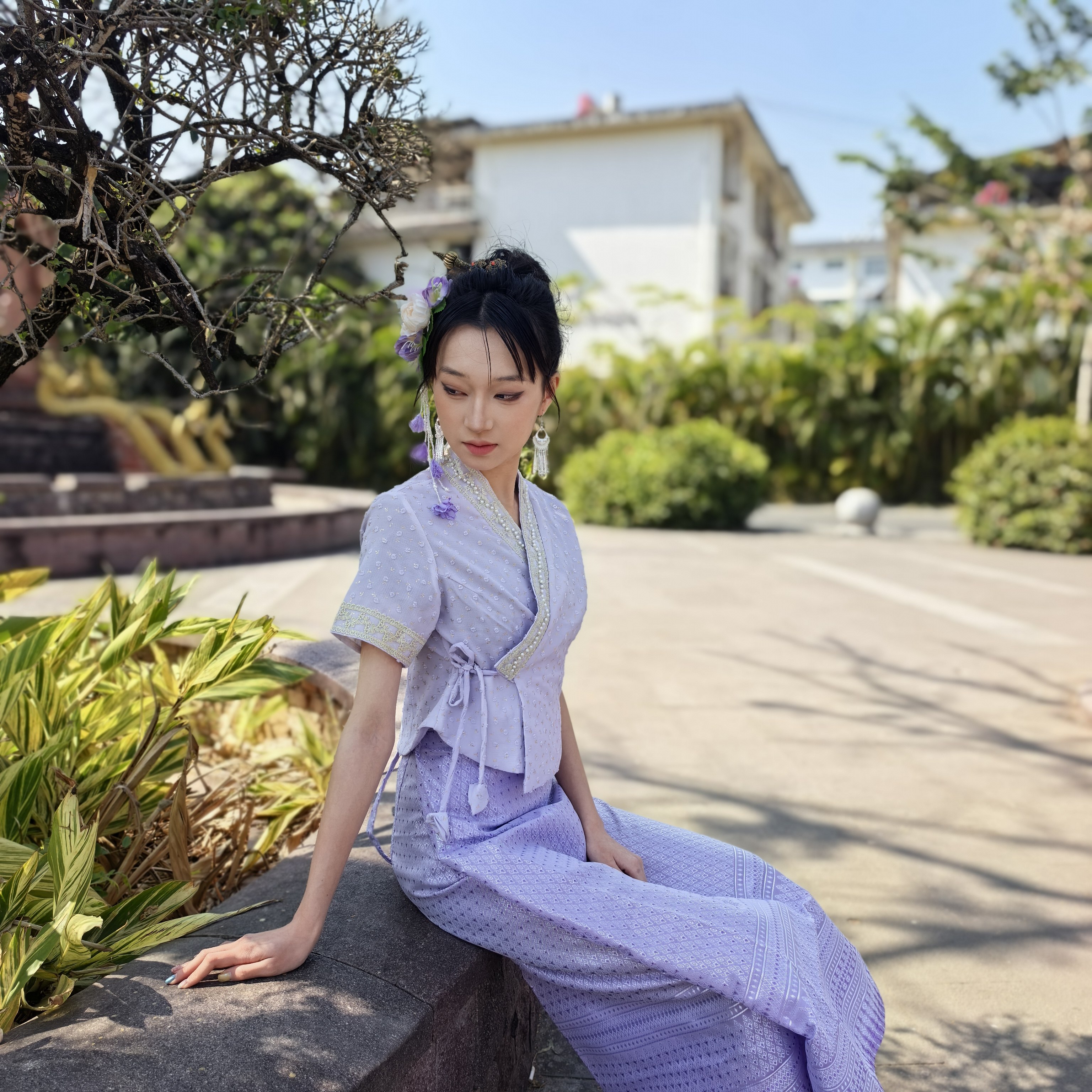 新款西双版纳傣族服装女提花上衣短袖工作服传统傣族日常装表演服