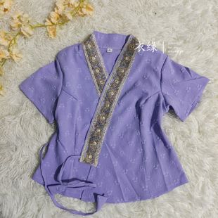 新款西双版纳傣族服装女提花上衣短袖工作服传统傣族日常装表演服