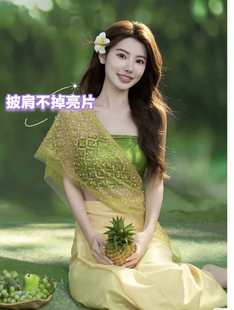 西双版纳傣族服装影楼舞蹈写真鞠婧祎同款网红夏季筒裙泰国旅游