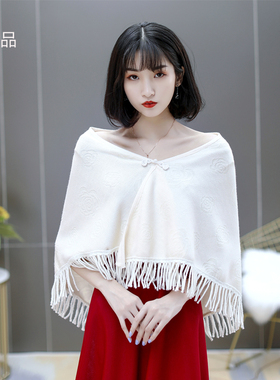 白色新娘结婚礼服大码中式外披