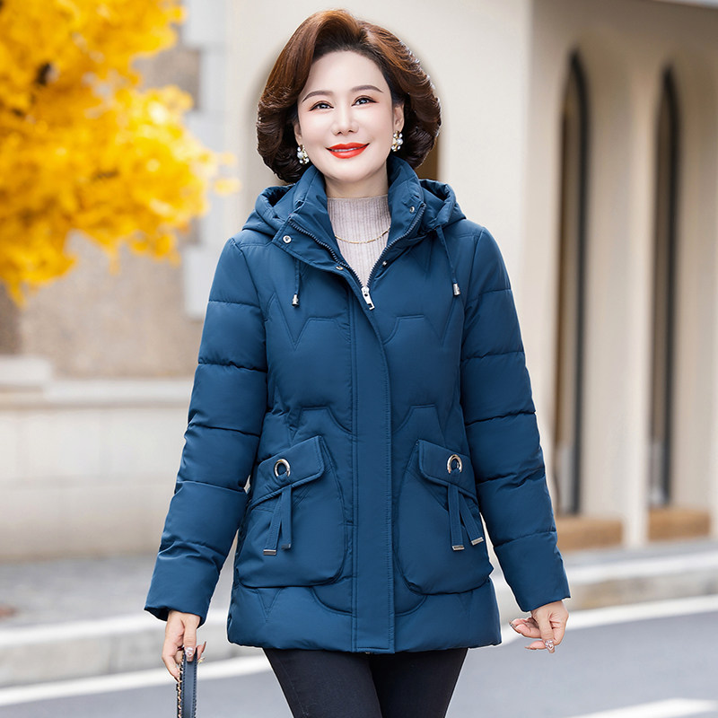 中年妈妈新款羽绒棉服中长款棉衣加大码中老年棉袄洋气奶奶外套女