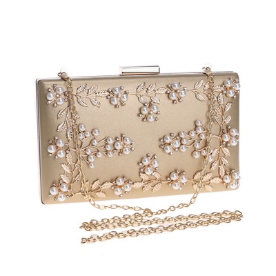 Fashion Women Evening Clutch Bags PU Handbags Beaded Purse