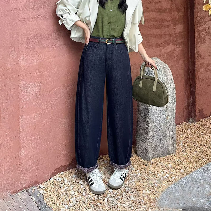 韩尚裤业2025秋新款宽松九分老爹牛仔裤女梨形身材显瘦萝卜哈伦裤,女装/女士精品,牛仔裤,淘宝优惠券,粉丝福利购,淘宝优惠卷