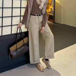 爆犀牛2025冬新款小个子植绒加绒休闲牛仔裤女宽松显瘦九分奶奶裤