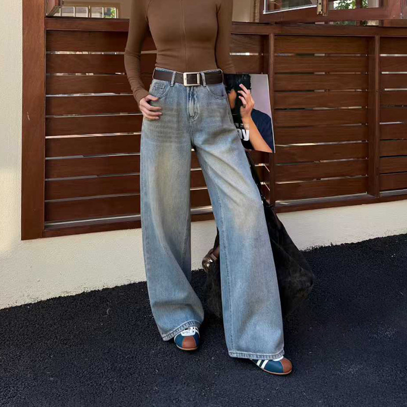 爆犀牛2026春季新款高腰宽松复古怀旧脏脏裤女阔腿牛仔裤直筒长裤,女装/女士精品,牛仔裤,淘宝优惠券,粉丝福利购,淘宝优惠卷