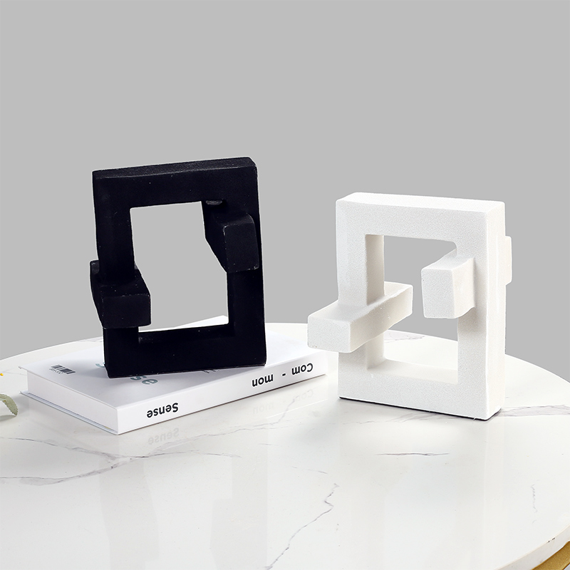 现代黑白几何体极简民宿家居饰品客厅样板房酒柜餐厅摆放软装饰品