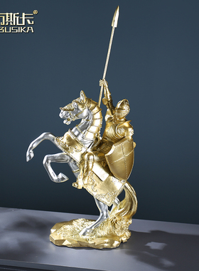 速发轻工战马武士摆设家居饰品新中式客办玄关厅公室奢艺品大摆件