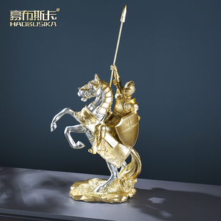 速发轻工战马武士摆设家居饰品新中式客办玄关厅公室奢艺品大摆件