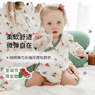 Nest 和尚衣连体哈衣爬服纯棉 Designs圣诞系列婴儿包屁衣秋冬长袖