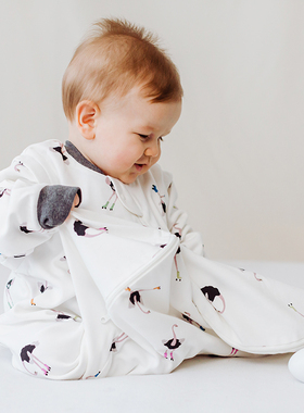 Nest Designs婴儿睡袋春秋纯棉夹棉儿童可拆袖一体式宝宝防踢被