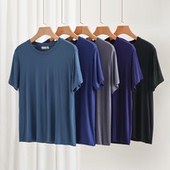 T恤男士 半袖 冰丝夏季 大码 休闲宽松睡衣单上衣 薄款 莫代尔圆领短袖