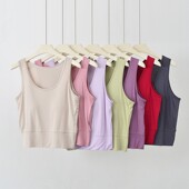 美背内衣宽松大码 胸垫背心女罩杯一体式 内搭打底外穿吊带 薄款 夏季