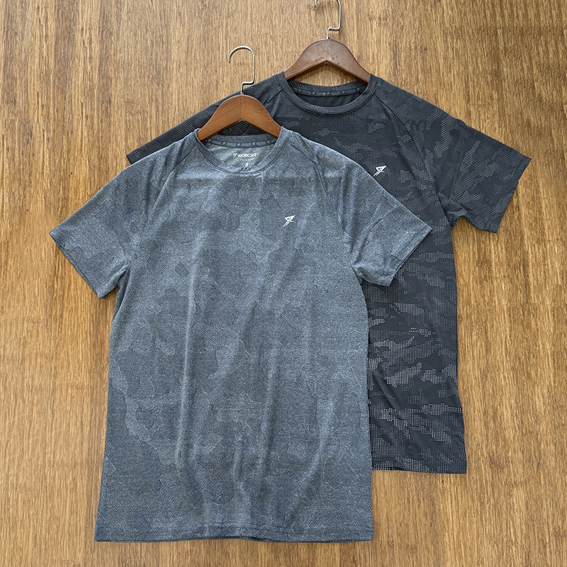 尾货外贸夏季男士户外运动健身跑步凉感透气打底衫圆领短袖T恤