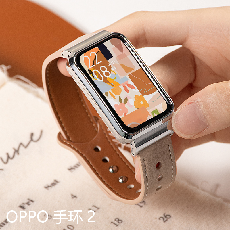 oppo手环2双钉金属皮带百搭腕带