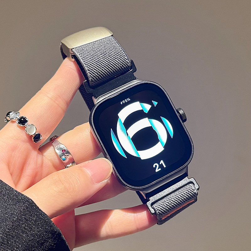 适用红米watch编织帆布磁吸回环