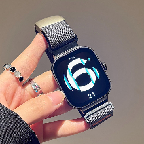 适用红米watch编织帆布磁吸回环