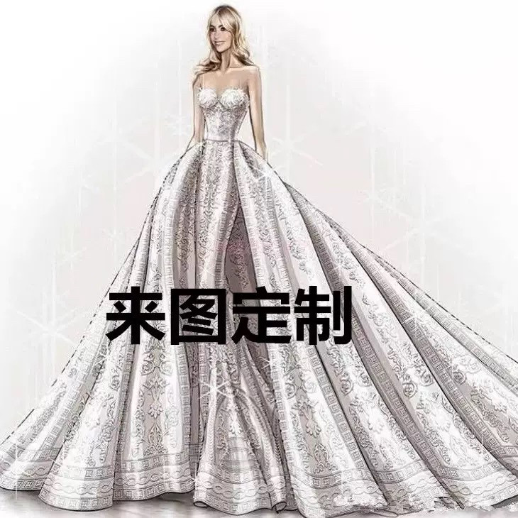 婚纱定制礼服来图定制作高端新娘明星同款晚礼服定做晚宴服敬酒服