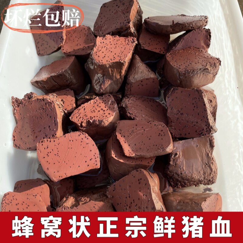 主播农家土猪血真猪血蜂窝状新鲜猪血豆腐火锅酒店食材血块毛血旺