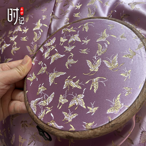 特美紫色蝴蝶织锦缎布料diy手工