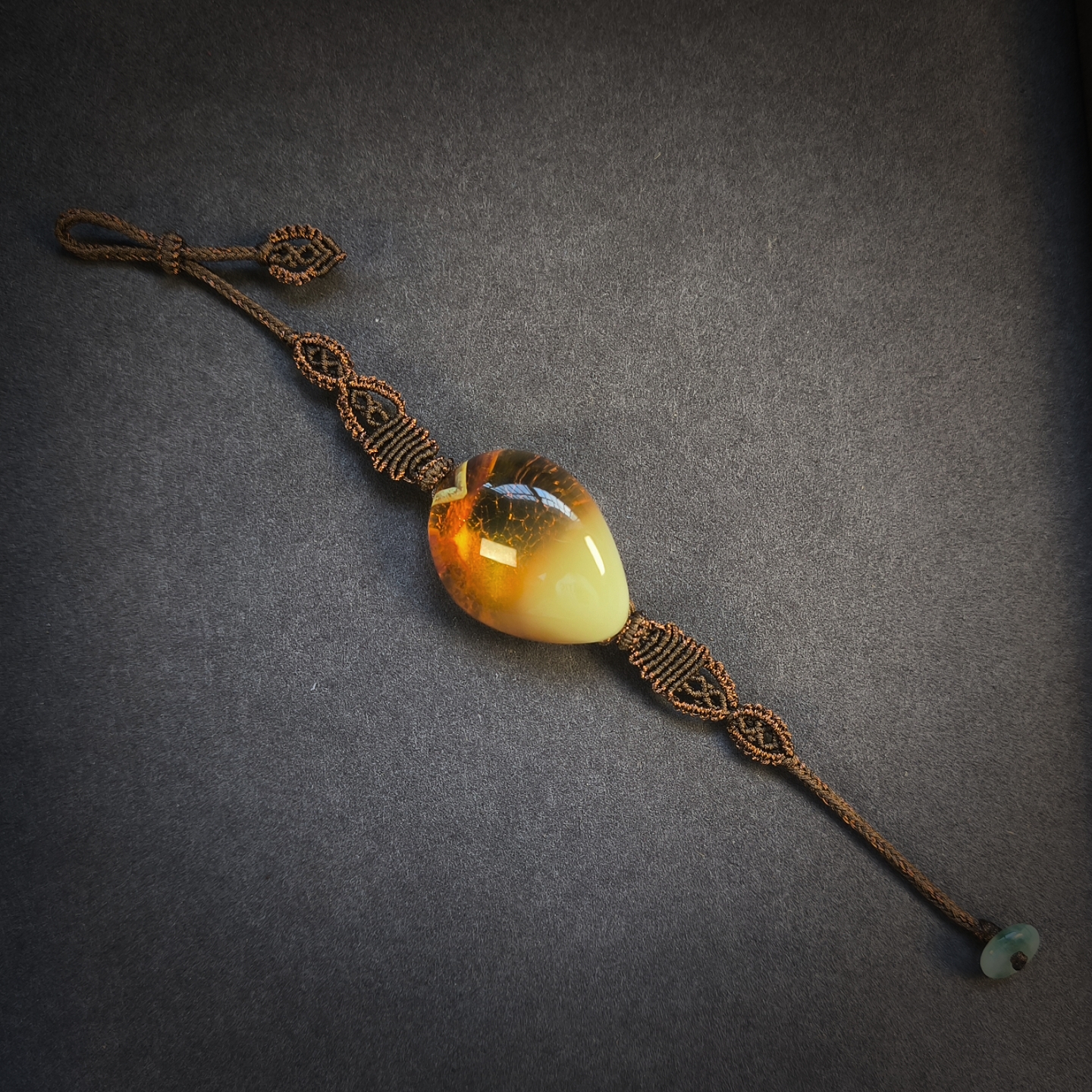 孤品一物一图天然琥珀蜜蜡意境感手绳手链女款手工编织高货带证书