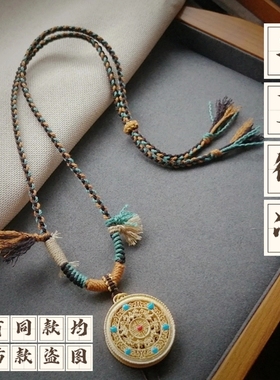 手工编织高货黄金蜜蜡和田翡翠玉吊坠项链挂绳子毛衣链藏式美拉德