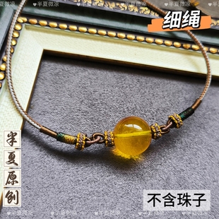 手工编织高货质感蜜蜡天珠翡翠绿松石横穿款锁骨项链绳子女款简约