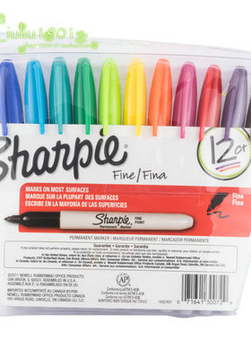 Sharpie 30072 Fine Point Permanent Marker 12彩色油性笔 包邮